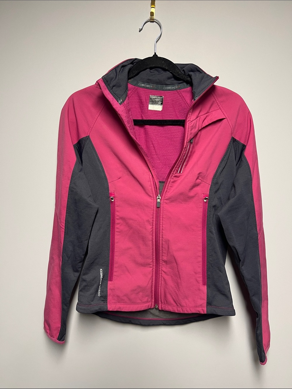 Icebreaker Pink and Gray Hooded Softshell Utility Jacket